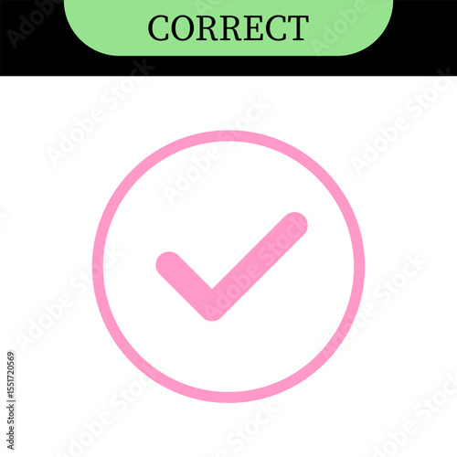 Checkmark or tick mark on speech bubble as a symbol of accept, agree or approval. Icon for app, website and UI. Colorful set of icons, vector illustration