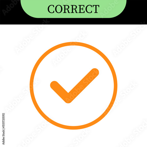 Checkmark or tick mark on speech bubble as a symbol of accept, agree or approval. Icon for app, website and UI. Colorful set of icons, vector illustration