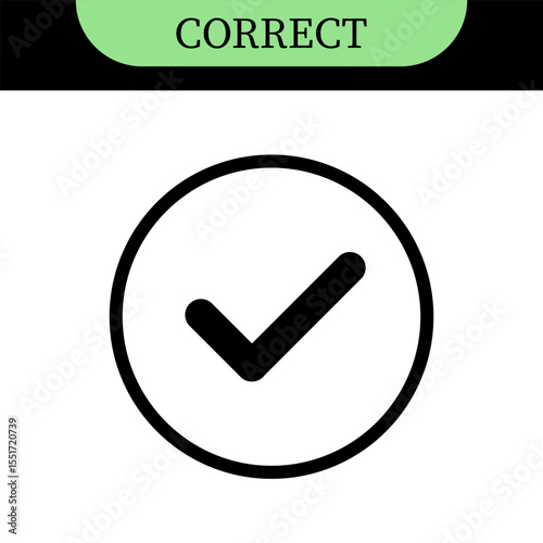 Checkmark or tick mark on speech bubble as a symbol of accept, agree or approval. Icon for app, website and UI. Colorful set of icons, vector illustration