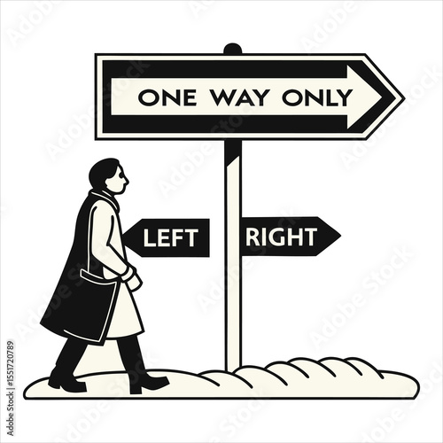 Go straight, this way, one way, only u turn left and right black arrow sign. Vector illustration