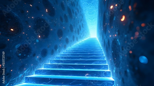 Staircase leading to the light, 3d rendering digital illustration