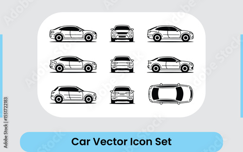 Detailed Car Views Vector Icon Set