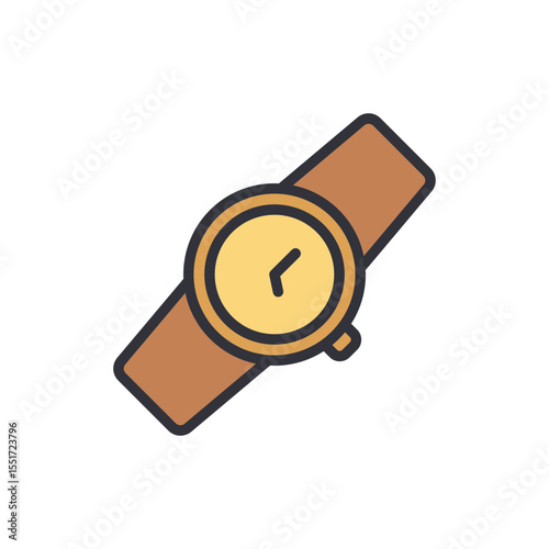 Elegant Wristwatch Icon With Leather Strap Isolated On Transparent
