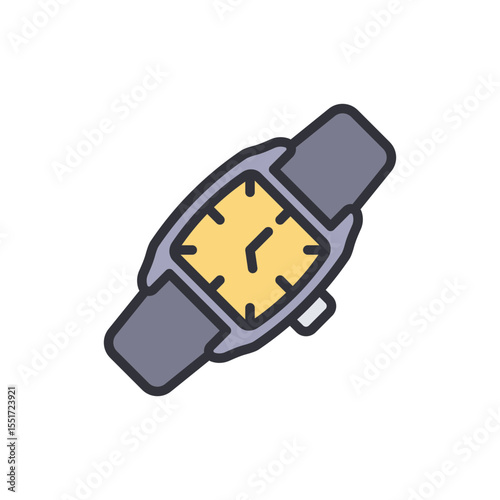 Elegant Wristwatch Icon With Square Dial And Comfortable Strap Design