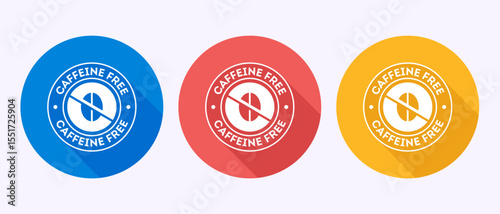 Caffeine free icon design illustration, No caffeine badge sticker label in shadow button design