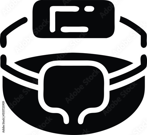 Black and white virtual reality goggles icon