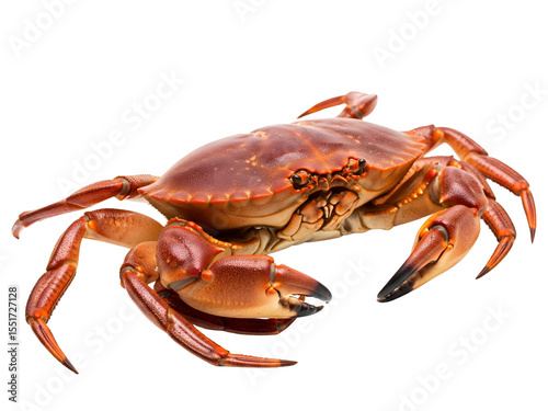 Crab Isolated on Transparent Background  Close-Up of Marine Crustacean with Claws and Hard Shell