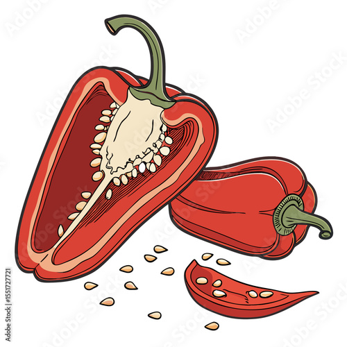 red chilli 3D vector
 white background
