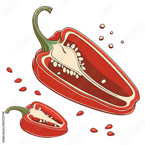 red chilli 3D vector
 white background
