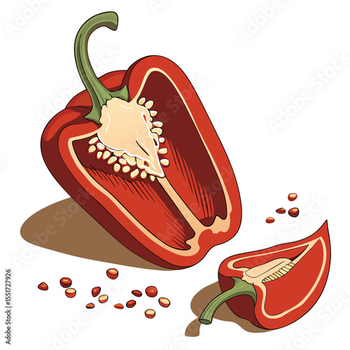 red chilli 3D vector
 white background
