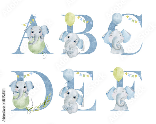 Wallpaper Mural Watercolor baby letters. Torontodigital.ca