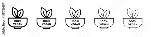 100% vegan icon simple illustration logo art