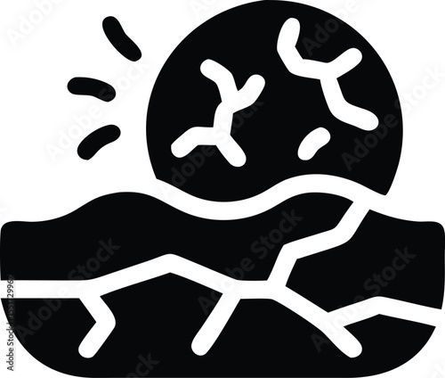 Dry earth under the sun drought icon