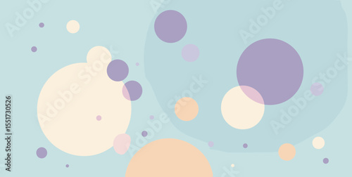 Bubble cluster circles in sky blue, lavender, peach, and cream