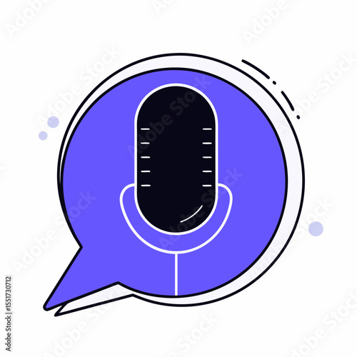 Microphone icon in speech bubble design for marketing concept  