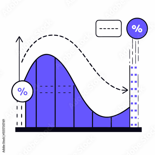 Data visualization of falling curve in marketing metrics analysis  