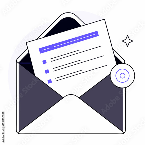 Email envelope with checklist document symbolizing Marketing concept  