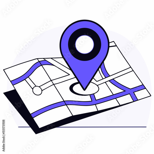 Location pin on map symbolizing concept of Marketing  