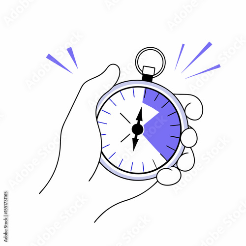 Hand holding a stopwatch indicating time management concept in marketing  