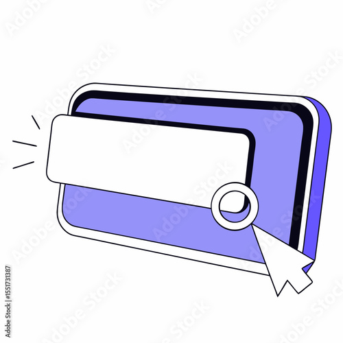 Search query typing bar in purple with pointer cursor indicator  