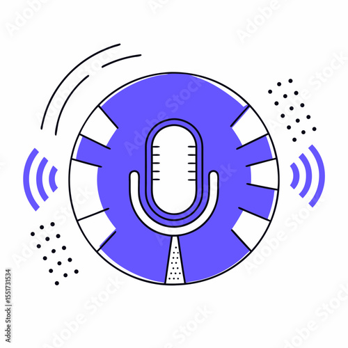 Voice search assistant icon in modern flat design with purple colors  
