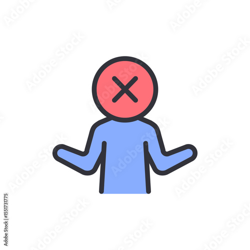 Figure With Cross Head Symbolizing Rejection Or Disagreement Expression