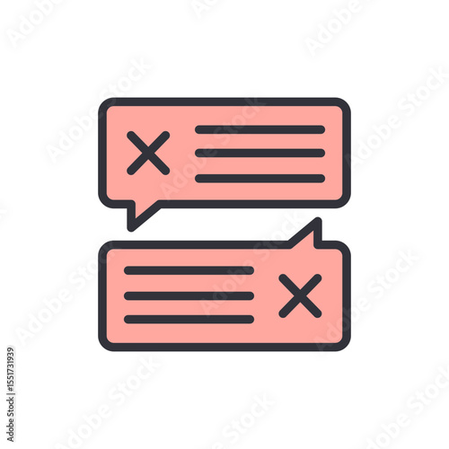 Illustration Of Two Speech Bubbles Symbolizing Rejection Or Cancellation