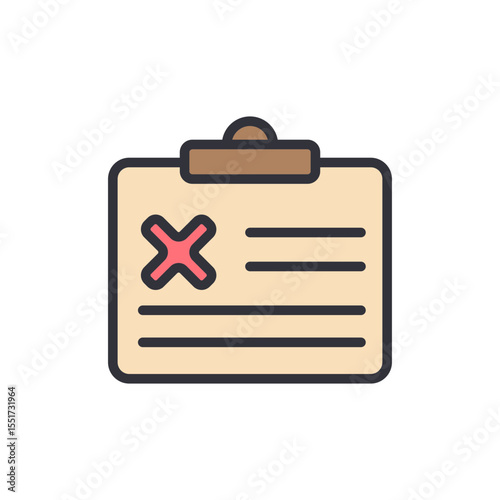 Clipboard With A Cross Symbol Represents Rejection Or Error Message