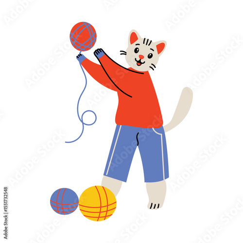 A flat style illustration showing a naughty cat 