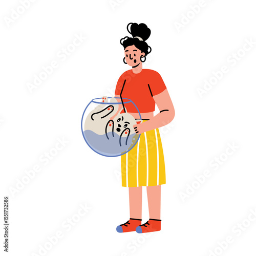 A flat style illustration showing a naughty cat 
