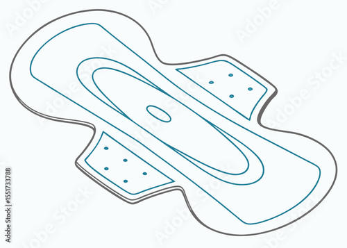 Sanitary napkin illustration, simple line drawing, medical graphic