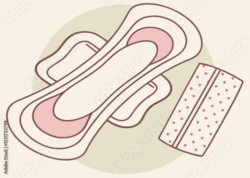 Sanitary napkin illustration, pastel colors, for health websites