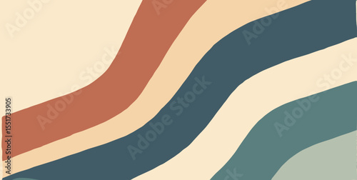 Angled stripe cascade in rust, navy, cream, and moss