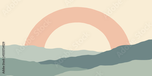 Layered arch silhouette in blush, cream, sage, and slate