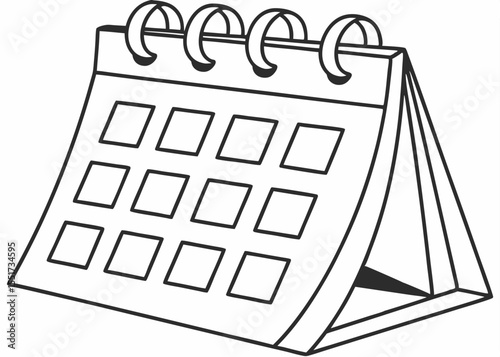Desk calendar illustration, monochrome, for scheduling, appointments, and planning