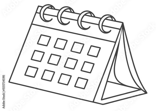 Desk calendar illustration, simple design, monochrome, for planning and scheduling