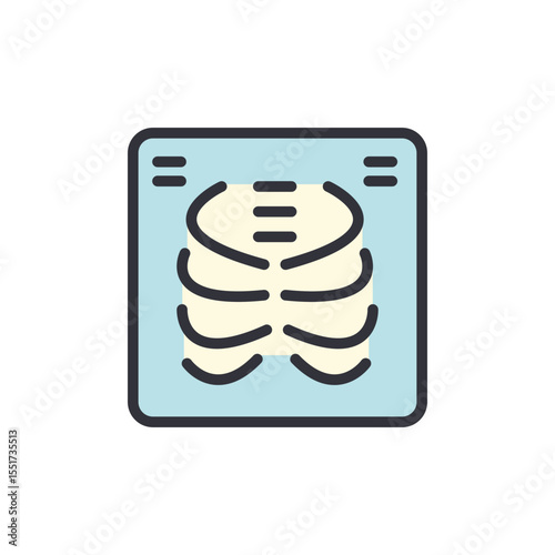 Stylized X-Ray Image Of Human Chest With Ribs And Sternum