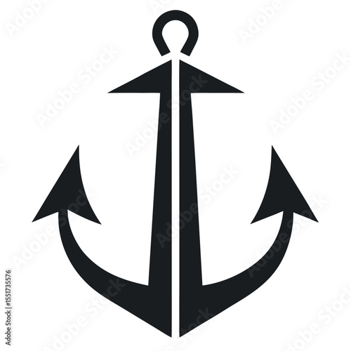 Black Anchor Simple Nautical Symbol Illustration for Design and Creative Projects