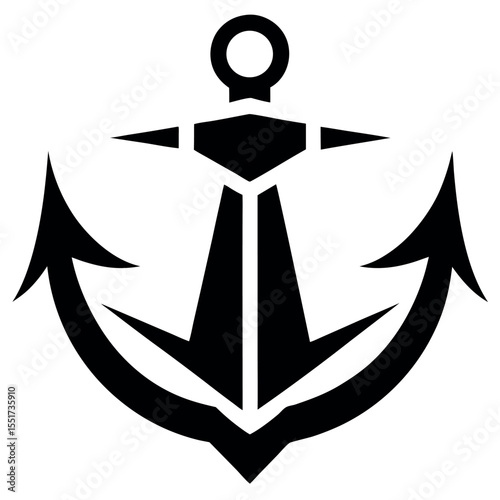 Simple Black and White Anchor Symbol Nautical, Maritime, and Sea Icon