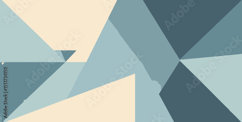 Minimalist triangle tiling in glacier blue, graphite, and vanilla cream