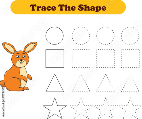 Tracing lines of different shape for kids with rabbits. Vector Illustration