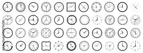 Clock icon collection. Set of different time clock icon. Clock watch icon