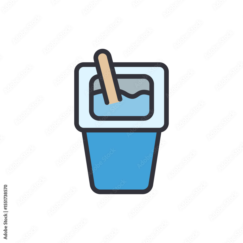 Iconic Illustration Of Flavored Yogurt Cup With Simple Blue Design Iconic Illustration Of Flavored Yogurt Cup With Simple Blue Design