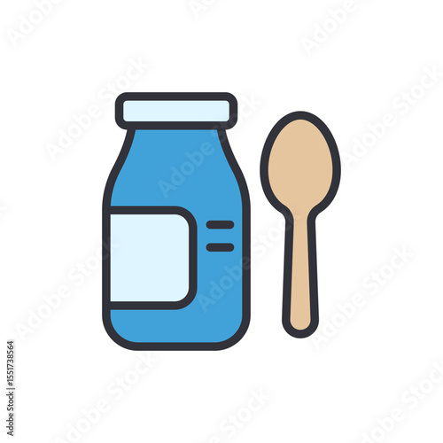 Illustration Of Baby Food In A Jar With A Spoon On White
