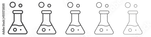 Beaker with a liquid and bubbles icon simple illustration logo art