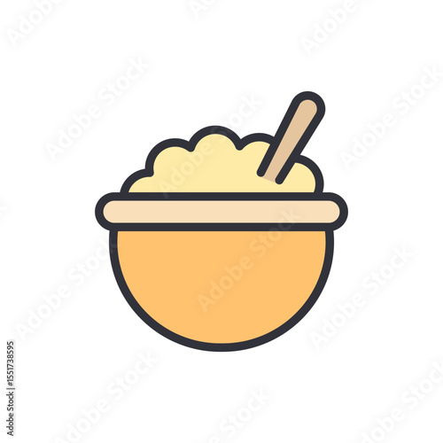 Delightful Oatmeal Bowl With Wooden Spoon Ready For A Wholesome Breakfast
