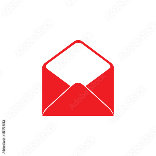 Red envelope silhouette icon vector flat design.