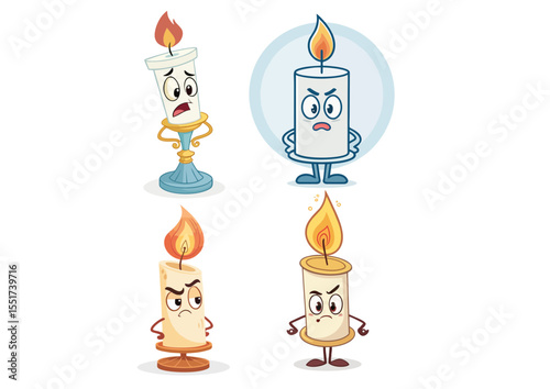Candle character with a determined expression and flickering flame, symbolizing focus and resilience