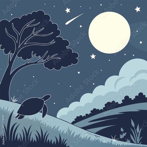 Night Sky Turtle Journey Illustration