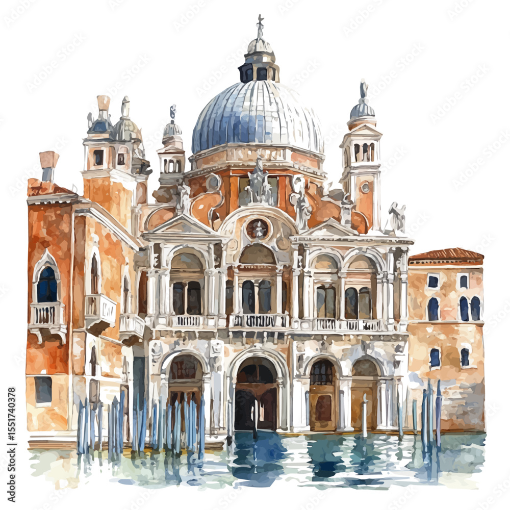 Obraz premium Royal Palaces, watercolor clipart vector, isolated on a white background.